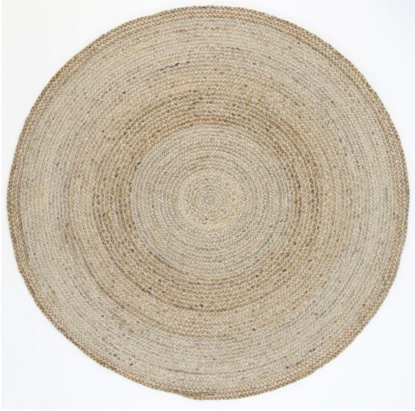 Zari Silver Hand Woven Jute Round 200cm
