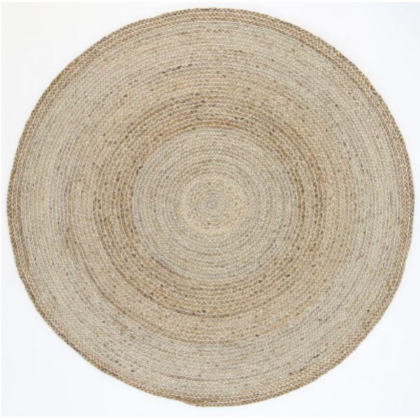 Zari Silver Hand Woven Jute Round 200cm 0704