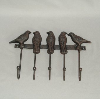 Key Hook Rack Birds Pewter 25cx15cm