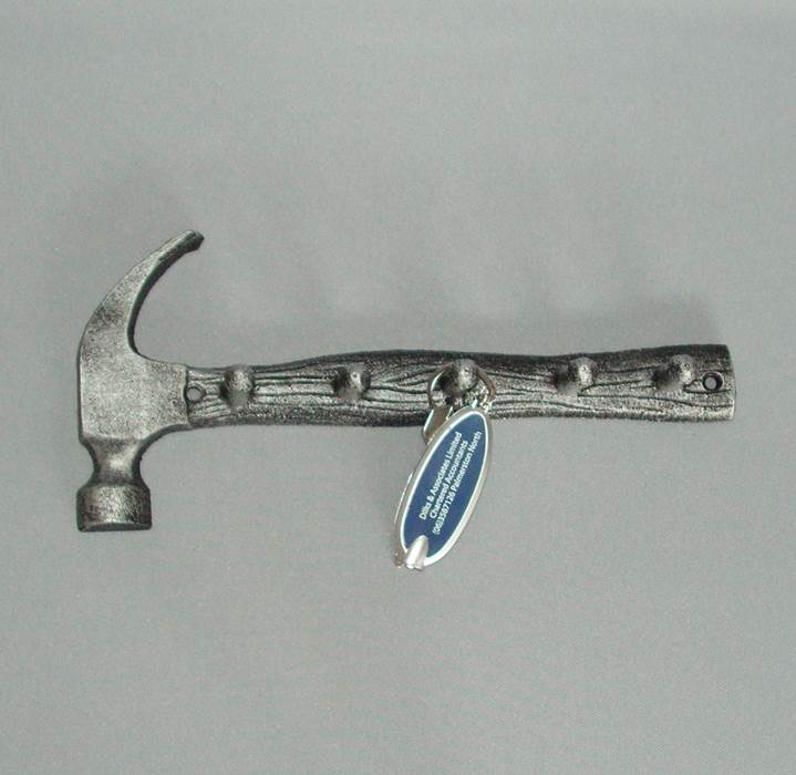 Key Hook Rack Hammer Pewter 25cm